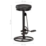 vidaXL Tabourets de bar lot de 2 noir cuir véritable de chèvre