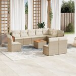 vidaXL Salon de jardin 11 Pièces avec coussins beige résine tressée