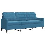 vidaXL Ensemble de canapés 3 Pièces avec coussins Bleu Velours
