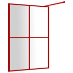 vidaXL Paroi de douche avec verre ESG transparent rouge 140x195 cm