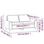 vidaXL Canapé à 2 places Gris foncé 140 cm Tissu