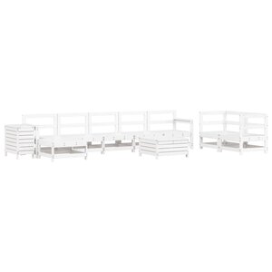vidaXL Salon de jardin 10 Pièces blanc bois de pin massif