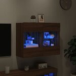 vidaXL Meuble TV mural avec lumières LED chêne marron 78 5x30x60 5 cm