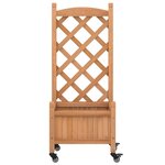 vidaXL Jardinière avec treillis et roues marron bois massif de sapin