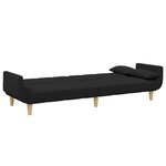 vidaXL Canapé-lit à 2 places avec repose-pied noir tissu