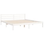 vidaXL Cadre de lit avec tête de lit blanc Super King Size bois massif