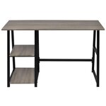 Bureau table meuble travail informatiqueavec 2 étagères gris et chêne 0502078