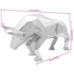 Sculpture de taureau vidaXL Argent 74x23x39 cm Aluminium