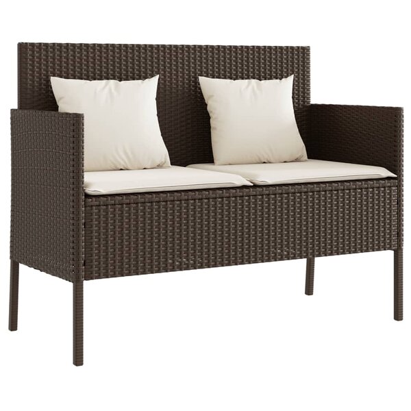 vidaXL Banc de jardin avec coussins marron résine tressée