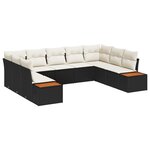 vidaXL Ensemble de canapé de jardin 5 pièces avec coussins noir en poly rotin