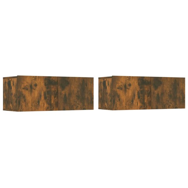 vidaXL Meubles TV 2 Pièces chêne fumé 80x30x30 cm bois d'ingénierie