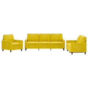 vidaXL Ensemble de canapés 3 Pièces avec coussins Jaune Velours