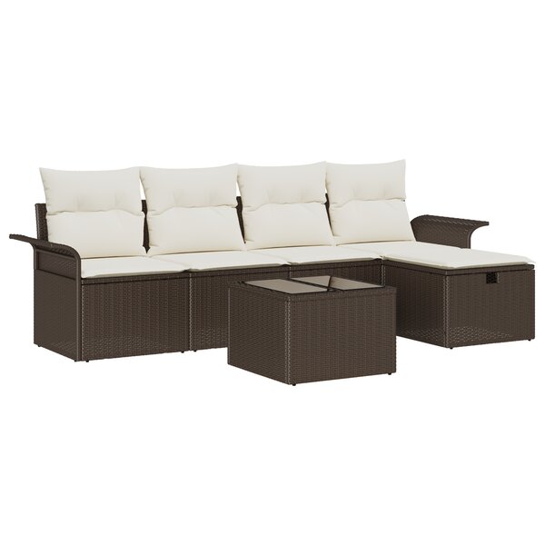 vidaXL Ensemble de canapés de jardin avec coussins marron en rotin