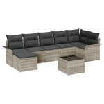 Ensemble de Canapés de Jardin de 8 pièces avec Coussins Gris en Poly Rattan