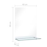 vidaXL Miroir mural avec étagère 40x60 cm Verre trempé