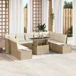 vidaXL Ensemble de salon de jardin 10 pièces avec coussins Beige en polyrotin