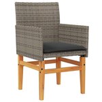 vidaXL Chaises de jardin coussins lot de 2 gris résine tressée et bois