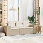 vidaXL Salon de jardin avec coussins 3 Pièces beige résine tressée