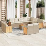 vidaXL Salon de jardin avec coussins 13 Pièces beige résine tressée