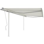 vidaXL Auvent manuel rétractable avec poteaux 4 5x3 m Crème