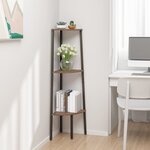 vidaXL Étagère d'angle 3 niveaux Marron foncé et noir 45 5x31 5x120 cm