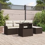 Ensemble de Canapé de Jardin 6 pièces vidaXL avec coussins Rattan Poly Marron