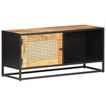 vidaXL Meuble TV 90x30x40 cm Bois de manguier brut et canne naturelle