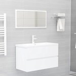 vidaXL Armoire d'évier avec lavabo intégré Blanc Bois d'ingénierie