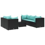 vidaXL Salon de jardin 6 Pièces avec coussins Noir Résine tressée