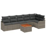 Ensemble de Canapés de Jardin de 7 Pièces avec Coussins en Poly Rotin Gris Acacia