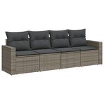 vidaXL Salon de jardin 4 Pièces avec coussins gris résine tressée
