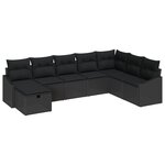 vidaXL Ensemble de canapé de jardin 8 pièces avec coussins Noir Poly Rattan