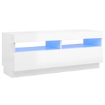 vidaXL Meuble TV avec lumières LED blanc brillant 100x35x40 cm