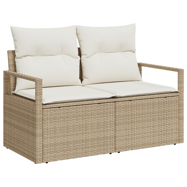 Ensemble de Canapé de Jardin 6 Pièces avec Coussins Béige Poly Rattan