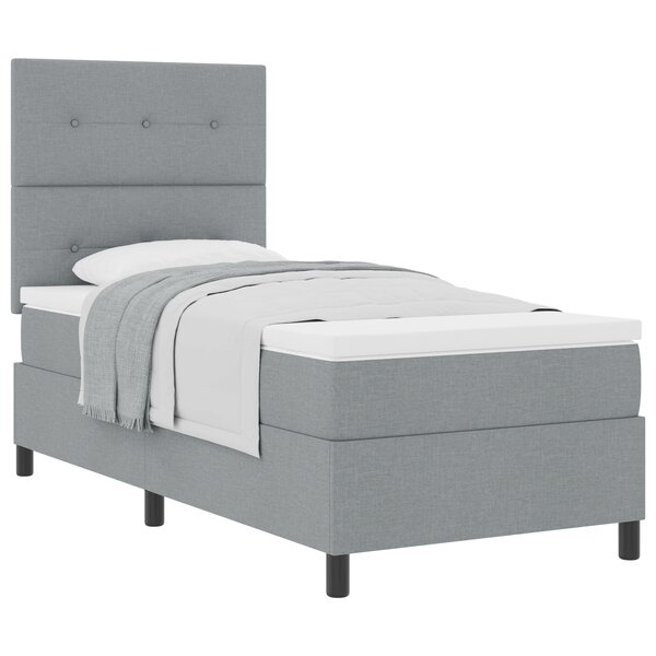 vidaXL Lit Box Spring avec Matelas Gris Clair 100x200 cm Tissu