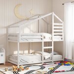 vidaXL Lit superposé avec toit blanc 90x200 cm bois de pin massif