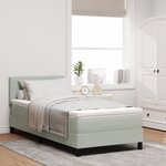 vidaXL Lit Box Spring avec Matelas Gris Clair 100x200 cm Velours