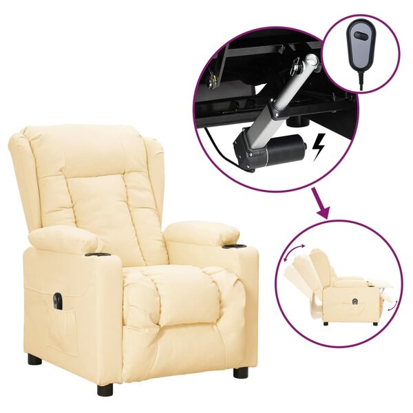 vidaXL Fauteuil inclinable électrique Crème Similicuir