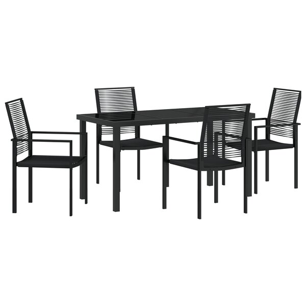 vidaXL Set de 5 pièces de salle à manger de jardin noir en rotin PVC