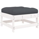vidaXL Salon de jardin 3 Pièces avec coussins blanc bois massif
