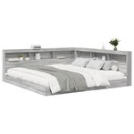 vidaXL Lit bibliothèque Gris Sonoma 200x200 cm en bois reconstitué