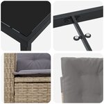 vidaXL Ensemble de salle à manger de jardin de 7 pièces avec coussins beige en rattan synthétique