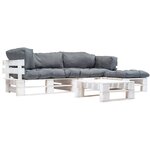 vidaXL Salon de jardin palette 4 Pièces avec coussins gris Bois