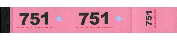 Bloc de 50 tickets vestiaire 3 x 20 cm Rose Lot de 20 (de 1 à 1000) ELVE
