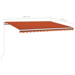 vidaXL Auvent manuel rétractable avec LED 400x350 cm Orange et marron