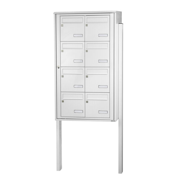 Bloc collectif Leabox  2x4  grade 3  simple face  Extérieur  fixation sur pieds à sceller  Blanc neige  RAL 9016 finition brillante