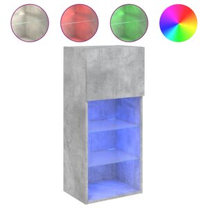 vidaXL Meuble TV avec lumières LED gris béton 40 5x30x90 cm