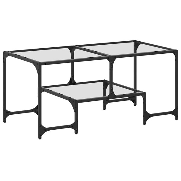 vidaXL Table basse avec dessus en verre transparent 98 5x50x45cm acier