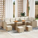 Ensemble de Canapé de Jardin vidaXL de 10 Pièces avec Coussins Beige Poly Rattan.