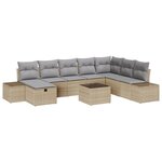 vidaXL Ensemble de canapé de jardin 9 pièces avec coussins en rotin beige